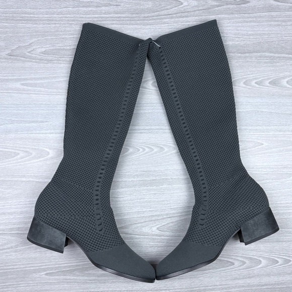 Eileen Fisher Alas Recycled Knit Tall Stretch Boots Pull On Graphite 8.5 NEW - Picture 5 of 15